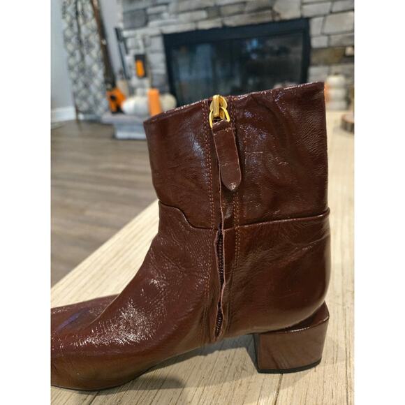 Franco Sarto Women's Brown Leather Ankle Boots Size 7M Square Toe - Picture 7 of 9